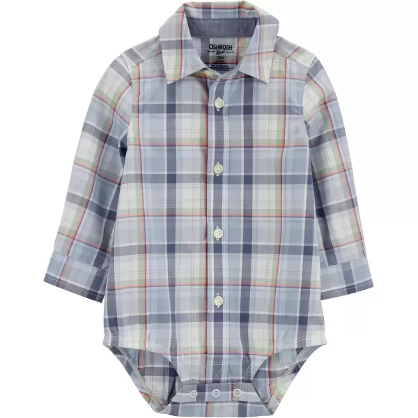 imageOshKosh BGosh babyboys Buttonfront BodysuitshirtMulti Plaid
