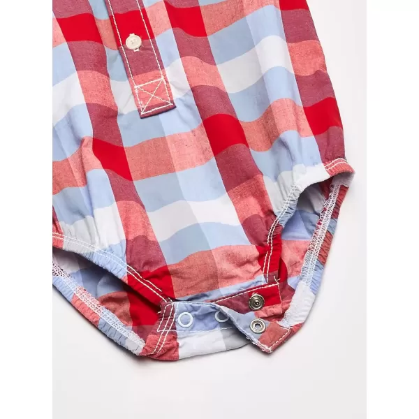 imageOshKosh BGosh babyboys Buttonfront BodysuitshirtRed Blue Plaid