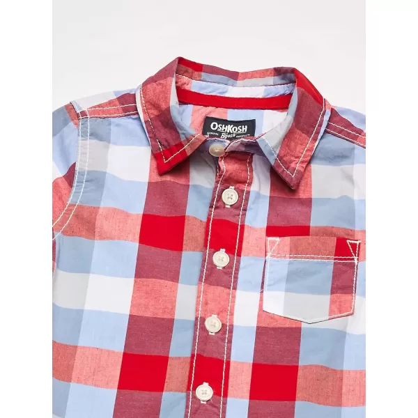imageOshKosh BGosh babyboys Buttonfront BodysuitshirtRed Blue Plaid