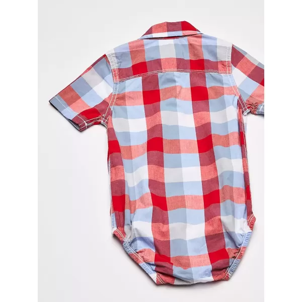imageOshKosh BGosh babyboys Buttonfront BodysuitshirtRed Blue Plaid