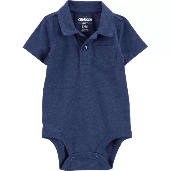 imageOshKosh BGosh babyboys Short Sleeve Polo BodysuitNavy