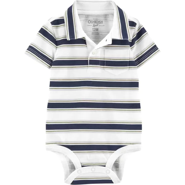 imageOshKosh BGosh babyboys Short Sleeve Polo BodysuitNavy Stripe