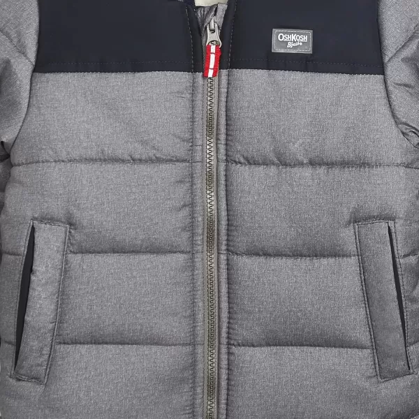 imageOshKosh BGosh Boys FleeceLined Hooded Puffer Jacket Winter CoatGrey
