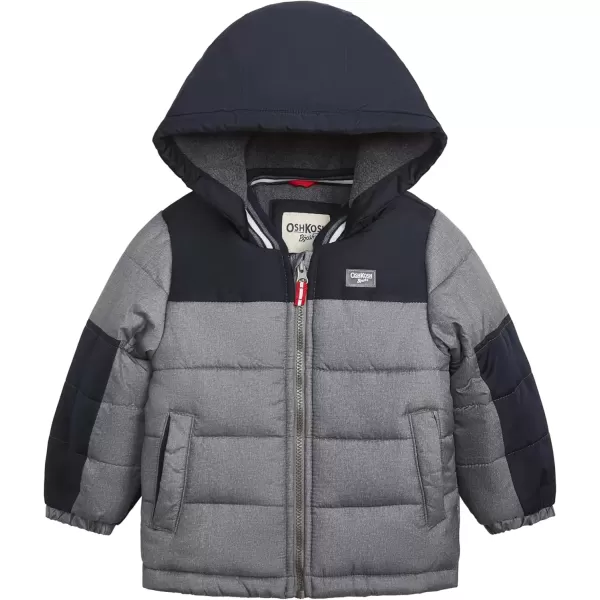 imageOshKosh BGosh Boys FleeceLined Hooded Puffer Jacket Winter CoatGrey