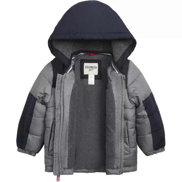 imageOshKosh BGosh Boys FleeceLined Hooded Puffer Jacket Winter CoatGrey