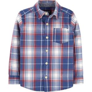 imageOSHKOSH BGOSH Boys Long Sleeve Woven Buttonfront ShirtBlue  Red Plaid