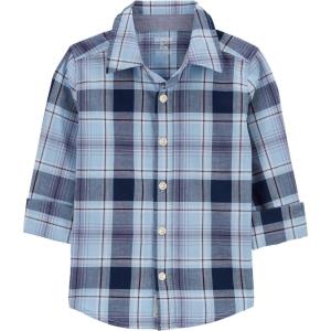 imageOSHKOSH BGOSH Boys Long Sleeve Woven Buttonfront ShirtBlue Plaid Print