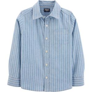 imageOSHKOSH BGOSH Boys Long Sleeve Woven Buttonfront ShirtBlue Stripe Print