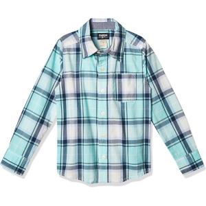 imageOSHKOSH BGOSH Boys Long Sleeve Woven Buttonfront ShirtGreen Plaid Print