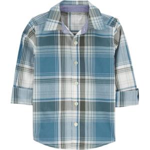 imageOSHKOSH BGOSH Boys Long Sleeve Woven Buttonfront ShirtNavy Plaid