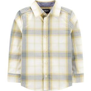 imageOSHKOSH BGOSH Boys Long Sleeve Woven Buttonfront ShirtYellow Plaid Print