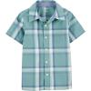 imageOSHKOSH BGOSH Boys ShortSleeve ButtonDown ShirtBlue and Green Plaid Kid
