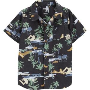 imageOSHKOSH BGOSH Boys ShortSleeve ButtonDown ShirtCharcoal Scenic Print Toddler