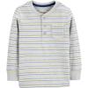 imageOshKosh BGosh Boys LongSleeve Pocket Henley Grey Heather Stripe 4T