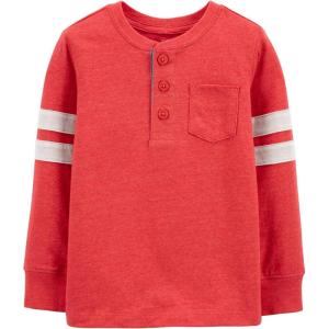 imageOshKosh BGosh Boys LongSleeve Pocket Henley Better Off Red 3T