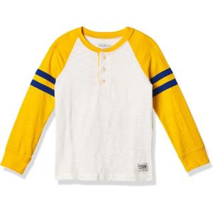 imageOshKosh BGosh Boys Toddler LongSleeve Raglan Henley IvoryCurryUp 3T