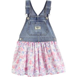imageOSHKOSH BGOSH girls Worlds Best OverallsPink Floral Tulle Jumper
