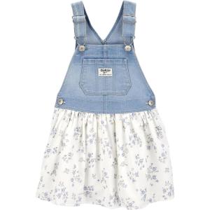 imageOSHKOSH BGOSH girls Worlds Best OverallsWhite Floral Jumper