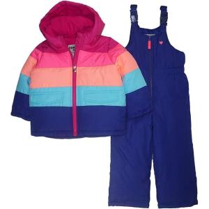 imageOsh Kosh Girls Ski Jacket and Snowbib Snowsuit Outfit SetRainbow Pink  Neon  Royal