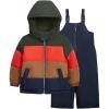 imageOshKosh BGosh Boys 2Piece Ski Jacket and Snowbib Snowsuit Set  WaterResistant Winter OuterwearOrangeNavy