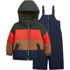imageOshKosh BGosh Boys 2Piece Ski Jacket and Snowbib Snowsuit Set  WaterResistant Winter OuterwearOrangeNavy