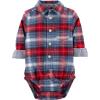 imageOshKosh BGosh babyboys Buttonfront BodysuitshirtBlueRed Plaid