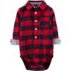 imageOshKosh BGosh babyboys Buttonfront BodysuitshirtRed Buffalo Plaid