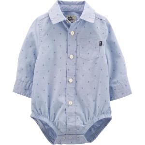 imageOshKosh BGosh babyboys Buttonfront BodysuitshirtBlue Anchors