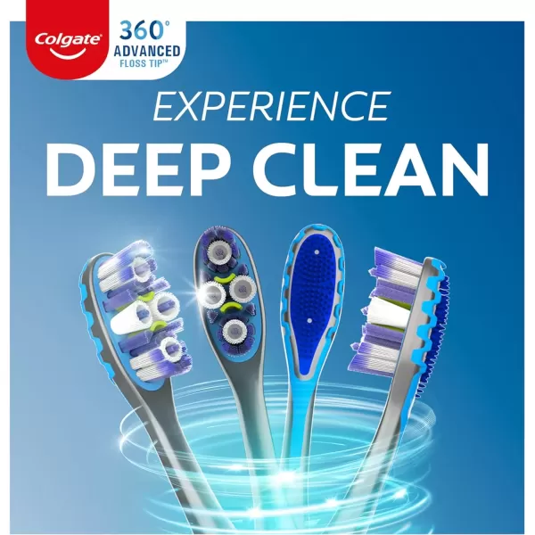 imageColgate 360 Advanced Floss Tip Toothbrush Soft Toothbrush for Adults 4 Pack1 Count Pack of 1
