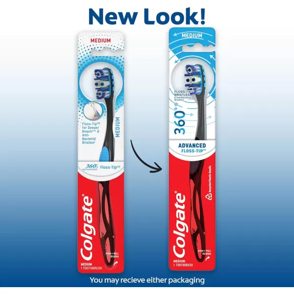 imageColgate 360 Advanced Floss Tip Toothbrush Soft Toothbrush for Adults 4 Pack1 Count Pack of 1