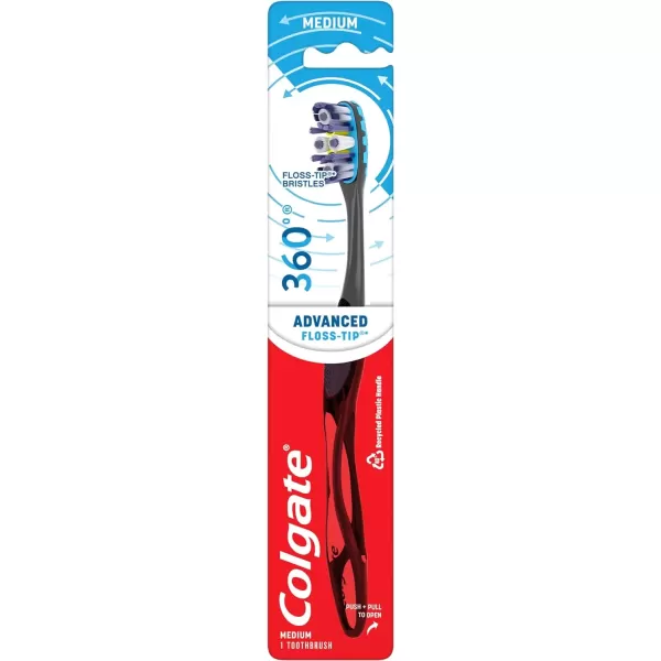 imageColgate 360 Advanced Floss Tip Toothbrush Soft Toothbrush for Adults 4 Pack1 Count Pack of 1