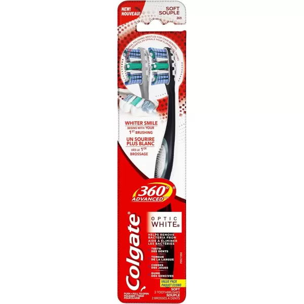 imageColgate 360 Advanced Optic White Toothbrush Soft 2 CountOptic White