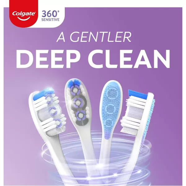 imageColgate 360 Extra Soft Toothbrush for Sensitive Teeth and Gums with Tongue and Cheek Cleaner  2 Count2 Count Pack of 1