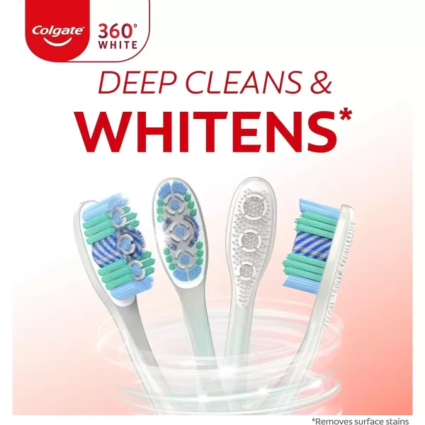 imageColgate 360 Optic White Advanced Whitening Toothbrush Adult Medium Toothbrush with Whitening Cups Helps Whiten Teeth and Removes Odor Causing Bacteria 2 Pack4 Count Pack of 1