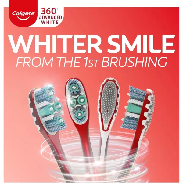 imageColgate 360 Optic White Advanced Whitening Toothbrush Adult Medium Toothbrush with Whitening Cups Helps Whiten Teeth and Removes Odor Causing Bacteria 2 Pack2 Count Pack of 1