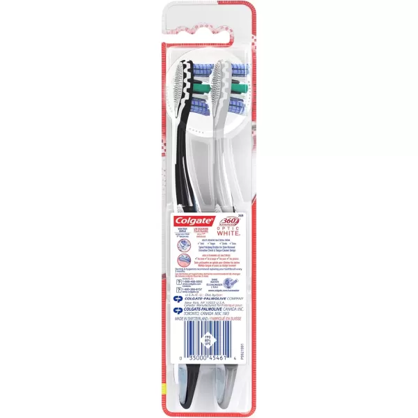 imageColgate 360 Optic White Advanced Whitening Toothbrush Adult Medium Toothbrush with Whitening Cups Helps Whiten Teeth and Removes Odor Causing Bacteria 2 Pack2 Count Pack of 2