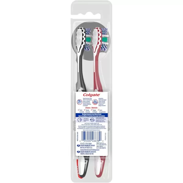 imageColgate 360 Optic White Advanced Whitening Toothbrush Adult Medium Toothbrush with Whitening Cups Helps Whiten Teeth and Removes Odor Causing Bacteria 2 Pack2 Count Pack of 1