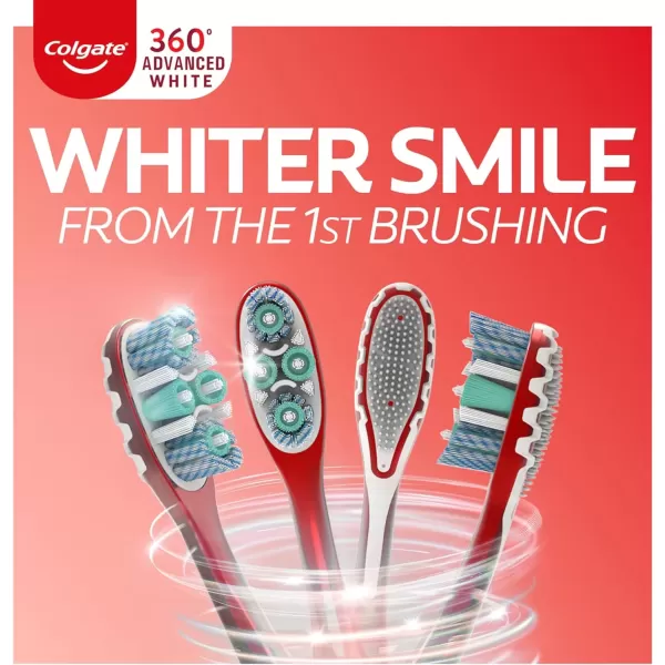 imageColgate 360 Optic White Advanced Whitening Toothbrush Adult Medium Toothbrush with Whitening Cups Helps Whiten Teeth and Removes Odor Causing Bacteria 2 Pack4 Count Pack of 1