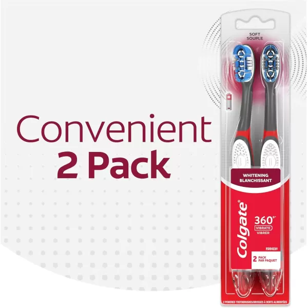 imageColgate 360 Optic White Sonic Battery Powered Vibrating Toothbrush Soft 2 Count2 Count Pack of 1