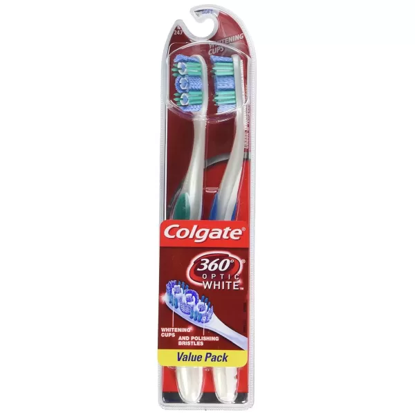 imageColgate 360 Optic ning Toothbrush Soft White 2 Count2 Count Pack of 1
