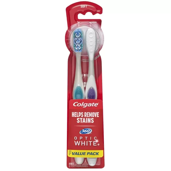 imageColgate 360 Optic ning Toothbrush Soft White 2 Count2 Count Pack of 1