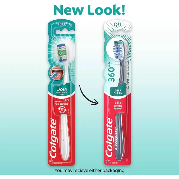 imageColgate 360 Whole Mouth Clean  Medium Toothbrush for Adults 4 Pack Packaging May Vary1 Count Pack of 1