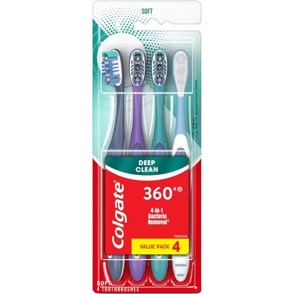 imageColgate 360 Whole Mouth Clean  Medium Toothbrush for Adults 4 Pack Packaging May Vary4 Count Pack of 1