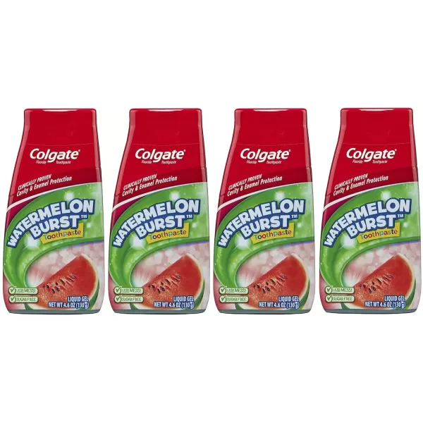 imageColgate Anticavity Kids Toothpaste with Fluoride for Ages 2 Watermelon Burst Flavor  46 Ounce 4 Pack