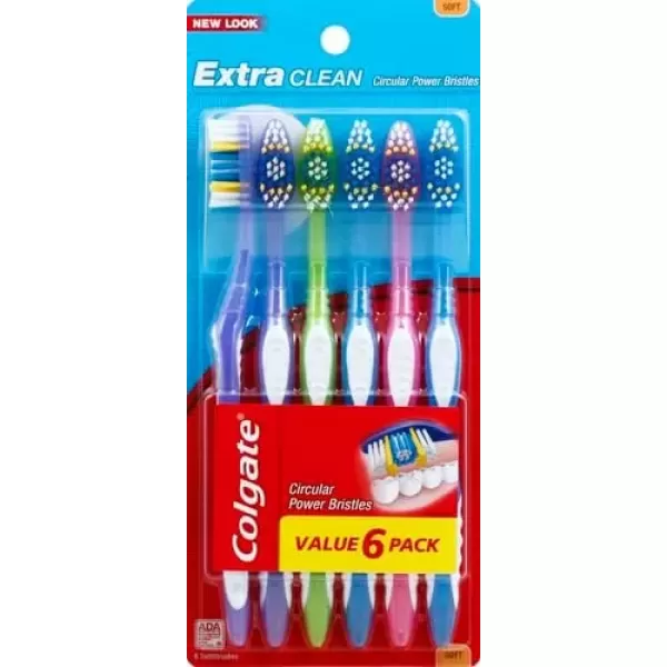 imageColgate Extra Clean Toothbrush Soft Toothbrush for Adults Packaging May Vary 6 Count6 Count Pack of 1