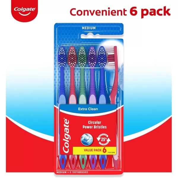 imageColgate Extra Clean Toothbrush Soft Toothbrush for Adults Packaging May Vary 6 Count6 Count Pack of 1
