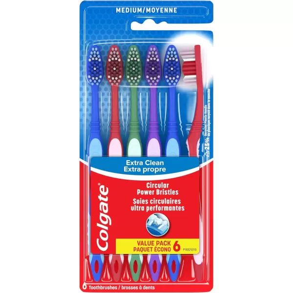 imageColgate Extra Clean Toothbrush Soft Toothbrush for Adults Packaging May Vary 6 Count6 Count Pack of 1