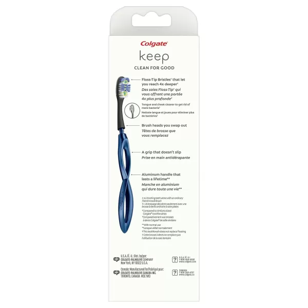 imageColgate Keep Soft Manual Toothbrush for Adults with 2 Deep Clean FlossTip Brush Heads NavyNavy