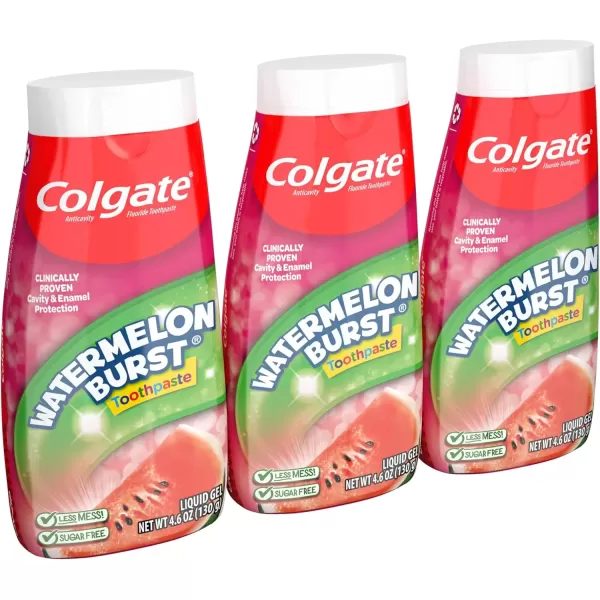 imageColgate Kids Fluoride Toothpaste Kids Watermelon Toothpaste Gel with Fluoride Watermelon Burst Flavor 46 Oz TubeWatermelon Burst