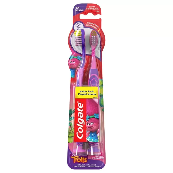imageColgate Kids Toothbrush Trolls Extra Soft Toothbrush with Suction Cup 4 PackTrolls